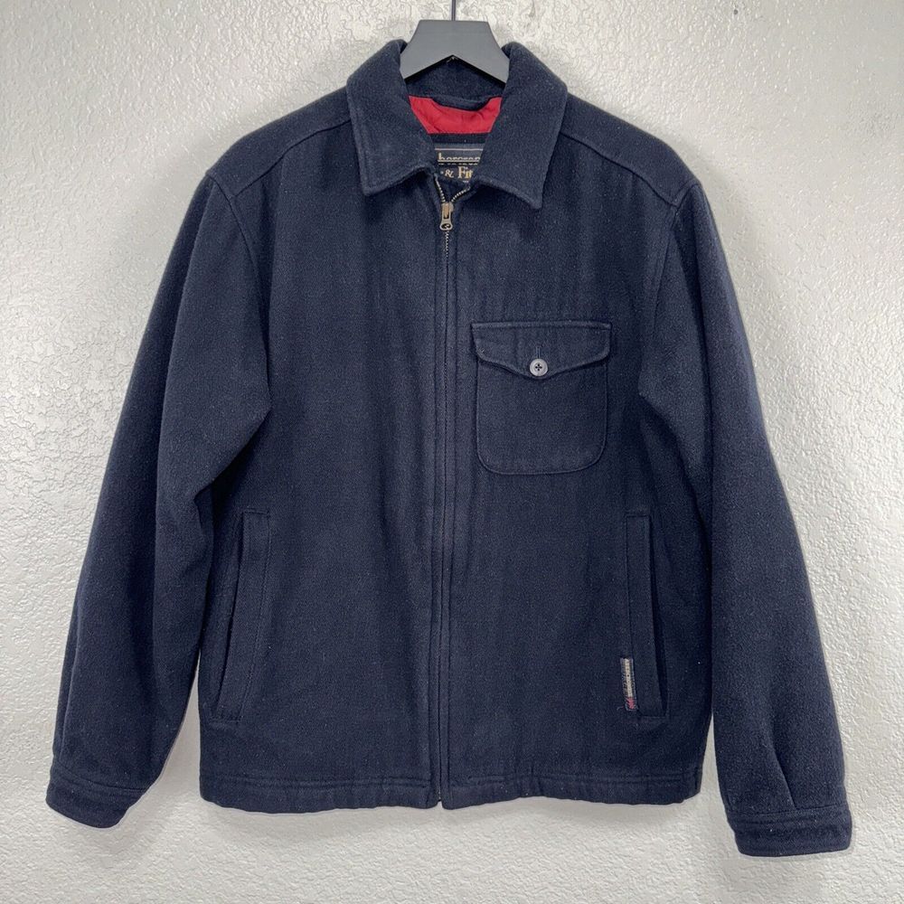 Abercrombie & Fitch Jacket Men Small Blue Wool Blend Quilted Lining Coat Zip Y2K